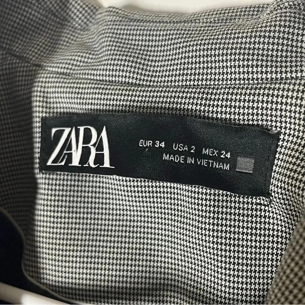 Zara Houndstooth Button Front Blazer Size 2
